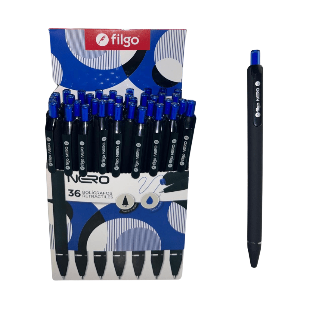 Lapicera Retractil Nero Azul - Filgo