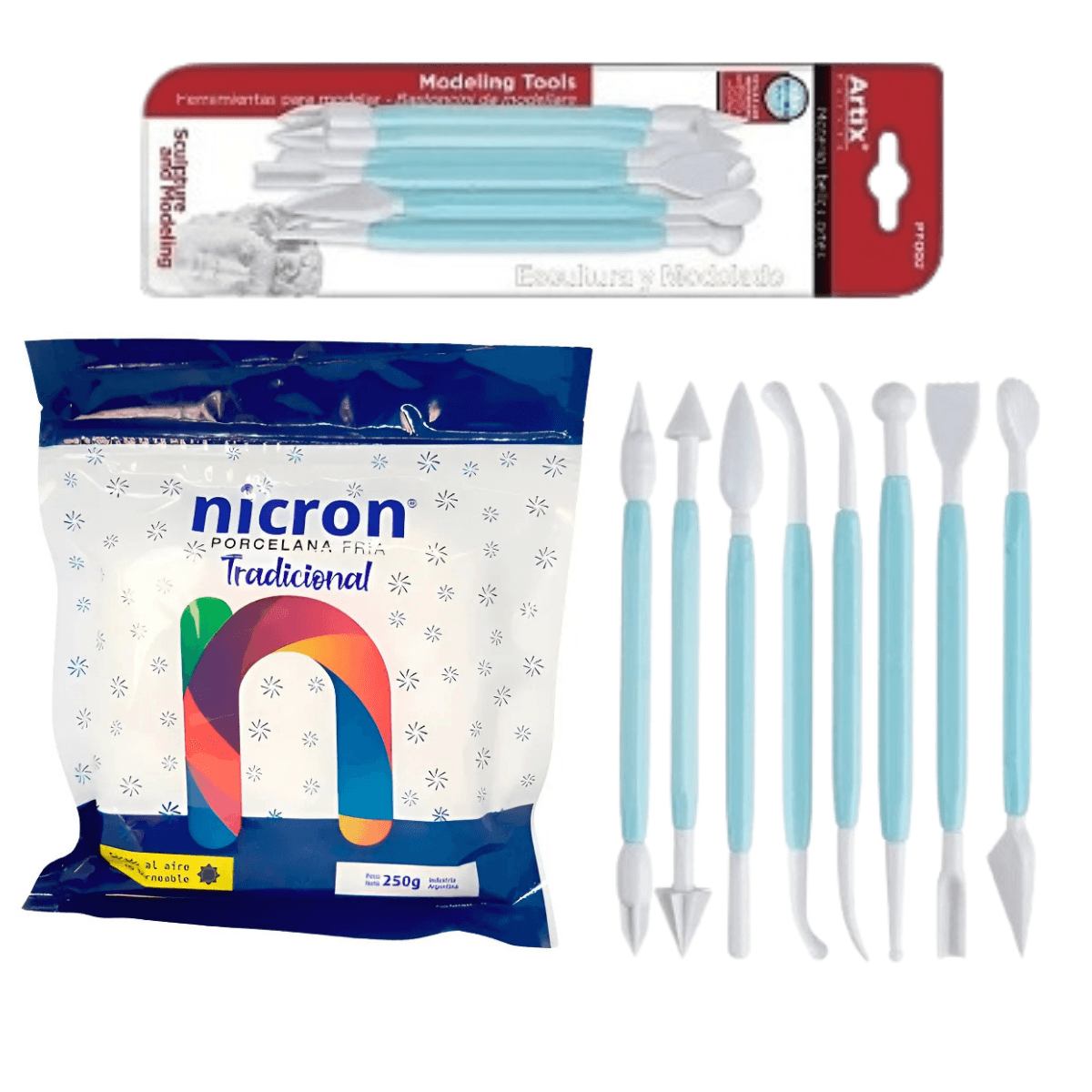 Pack Porcelana fria 250g + Estecas