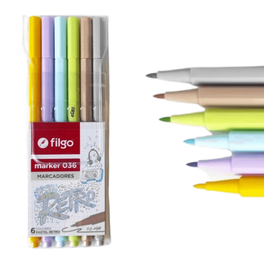 Pack x6 Marcadores Retro - Filgo