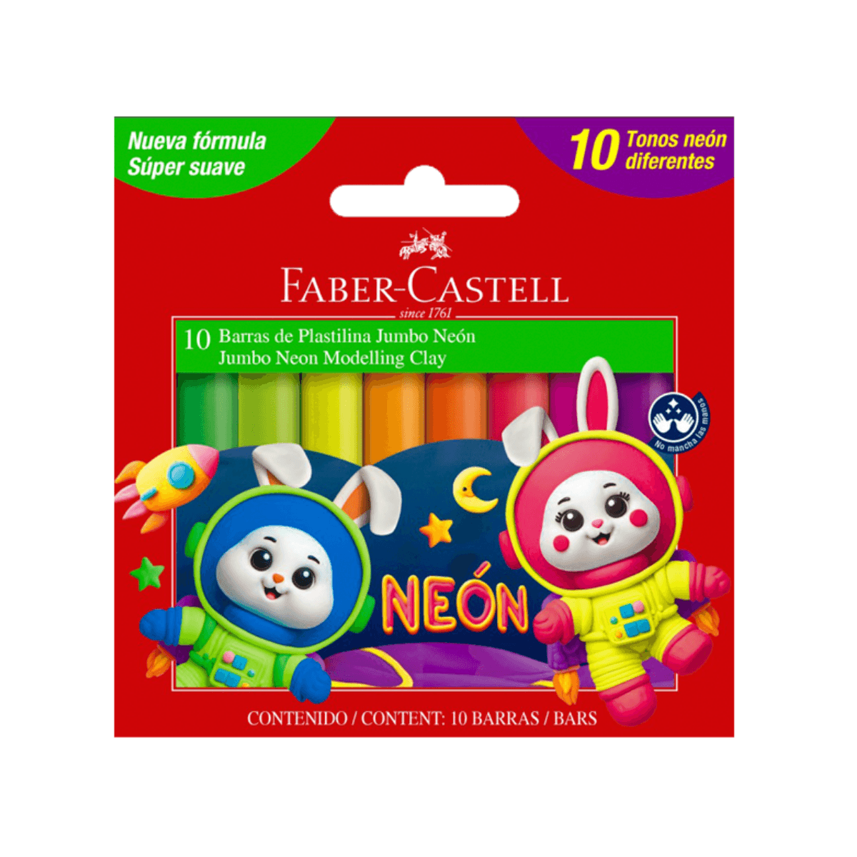 Plasticina Jumbo Neon x10 - Faber Castell